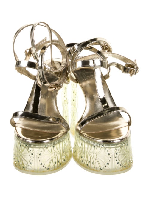 Christian Louboutin Patent Leather Crystal Embellishments T-Strap Sandals