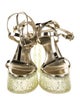 Christian Louboutin Patent Leather Crystal Embellishments T-Strap Sandals