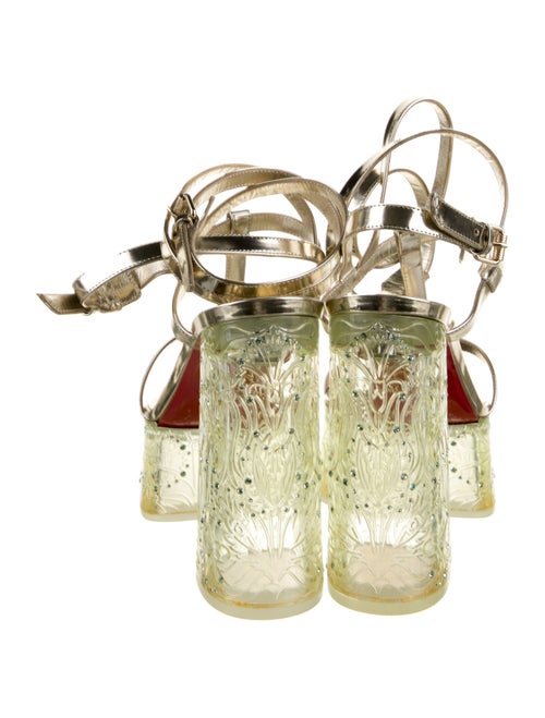 Christian Louboutin Patent Leather Crystal Embellishments T-Strap Sandals