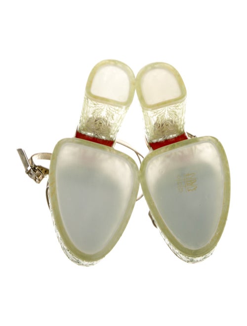 Christian Louboutin Patent Leather Crystal Embellishments T-Strap Sandals