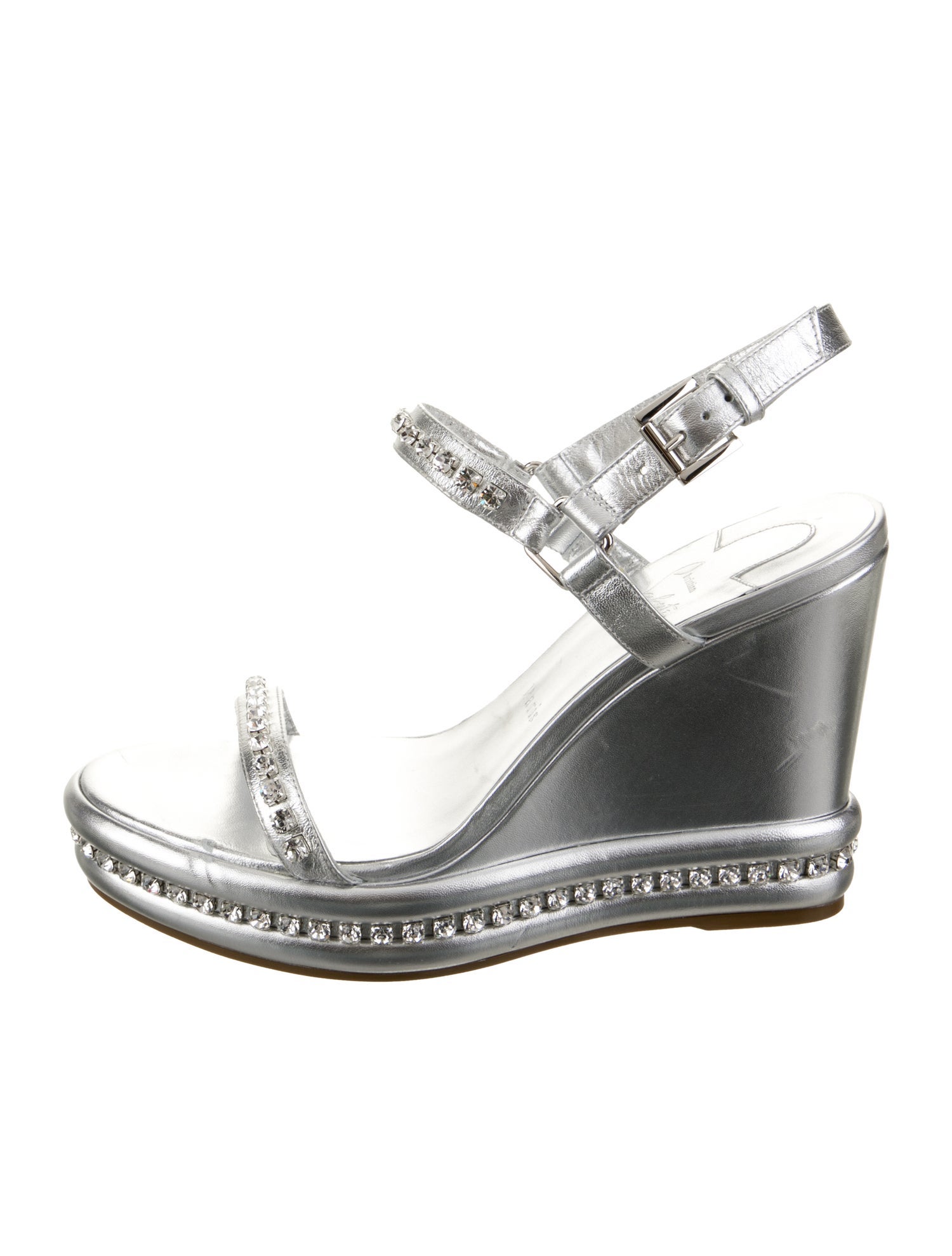 Christian Louboutin Leather Crystal Embellishments Espadrilles