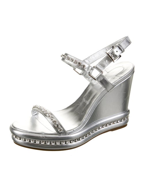 Christian Louboutin Leather Crystal Embellishments Espadrilles