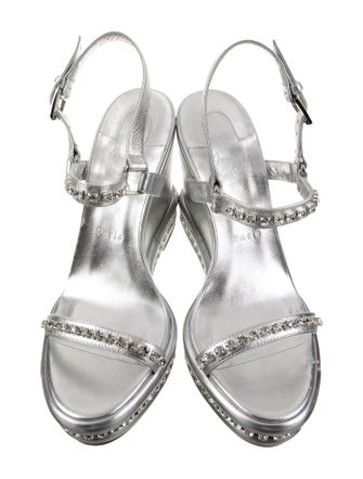 Christian Louboutin Leather Crystal Embellishments Espadrilles