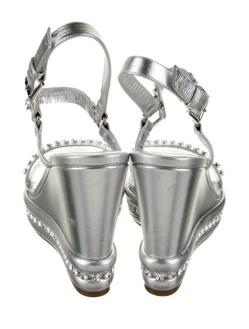 Christian Louboutin Leather Crystal Embellishments Espadrilles