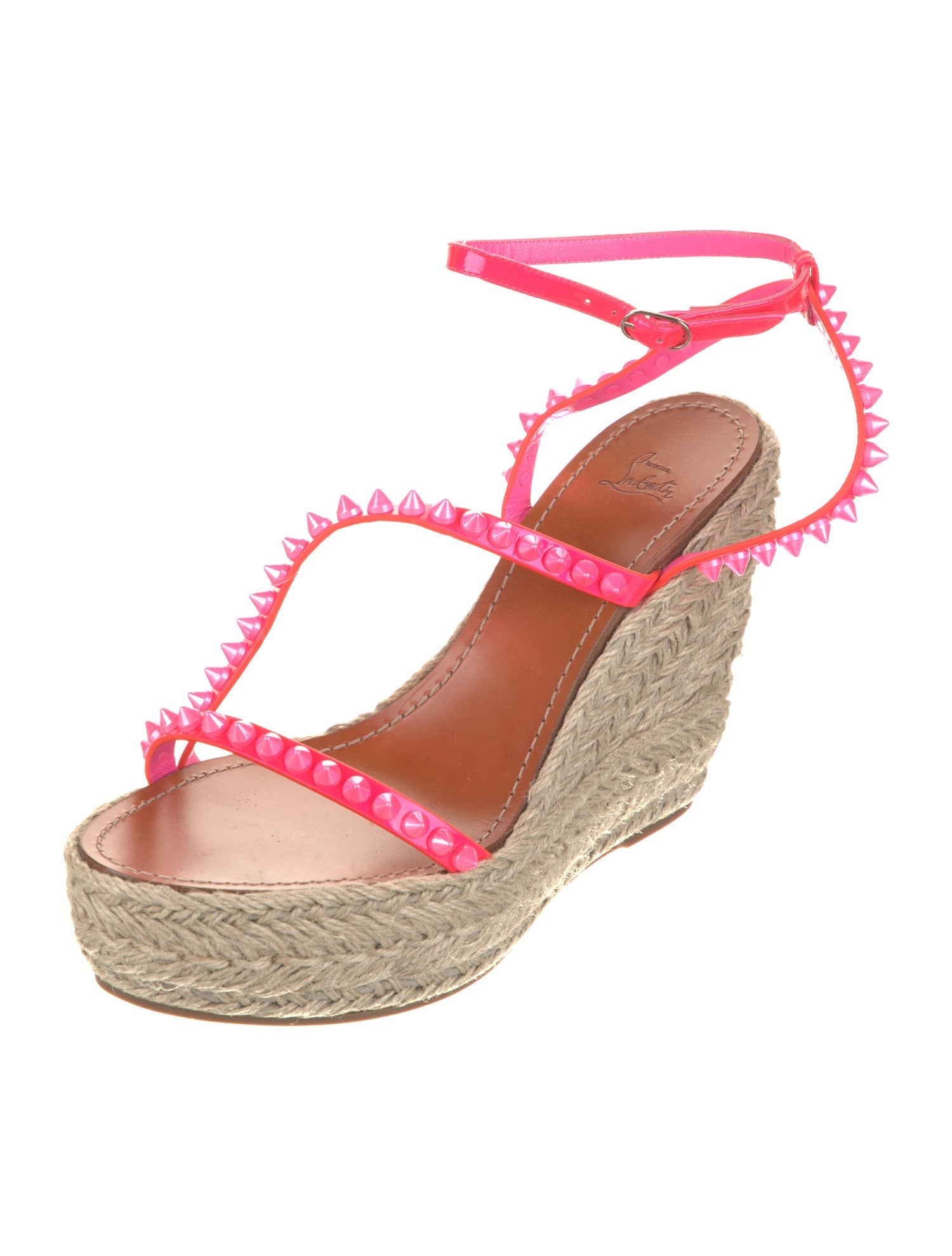 Christian Louboutin Patent Leather Studded Accents Sandals