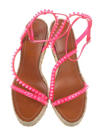 Christian Louboutin Patent Leather Studded Accents Sandals