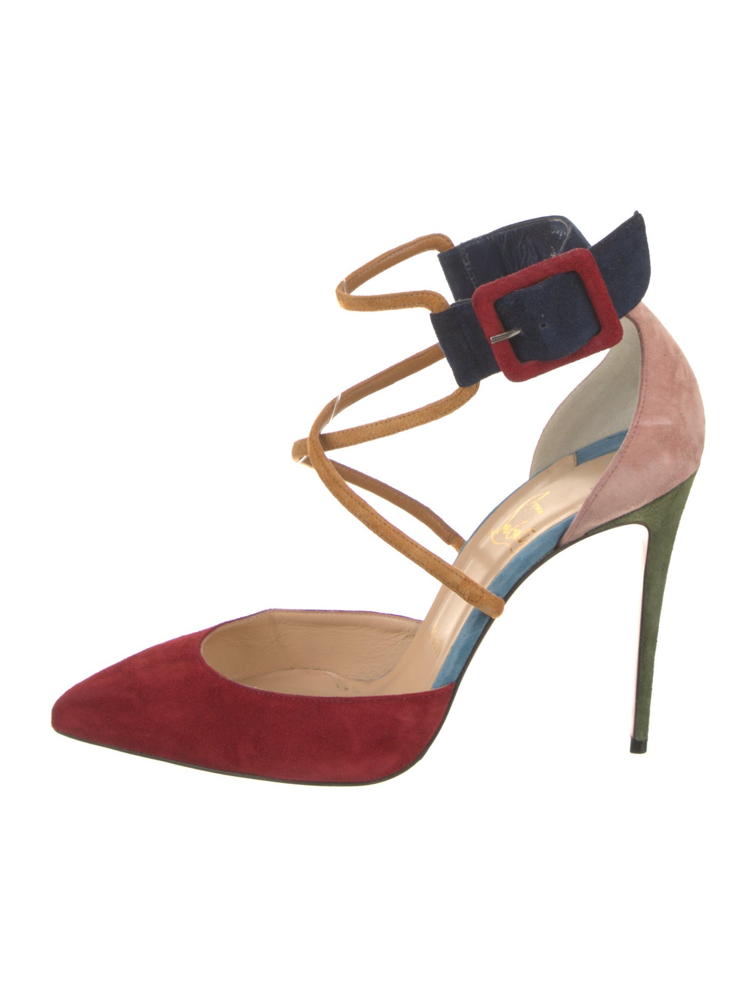 Christian Louboutin Suede Colorblock Pattern D'Orsay Pumps