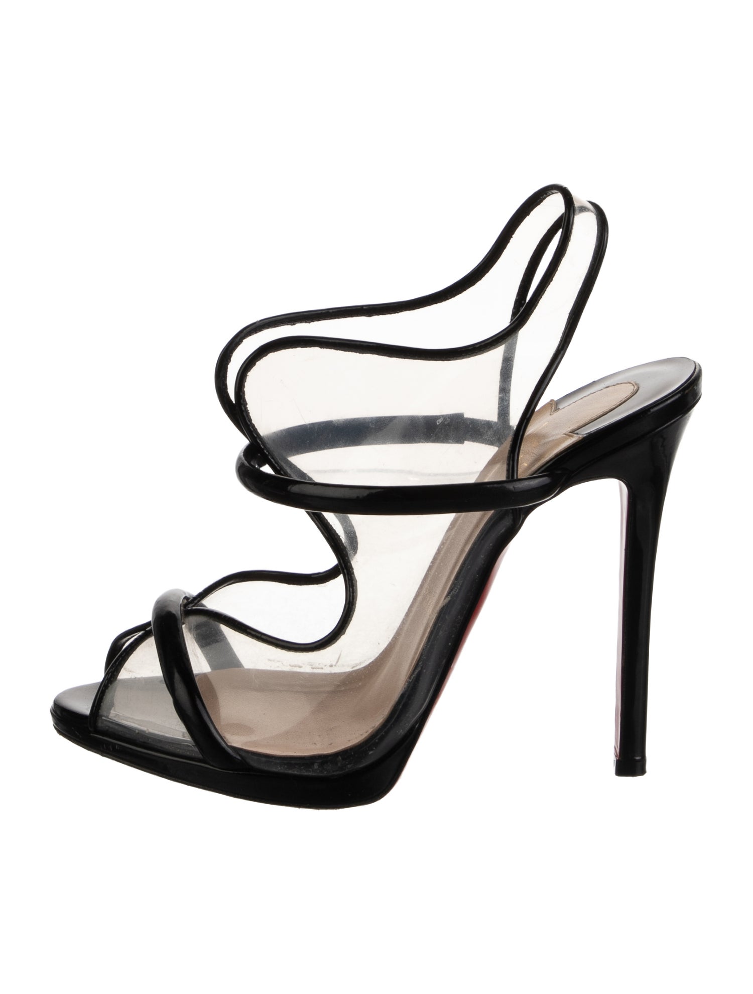 Christian Louboutin PVC Leather Trim Embellishment Slingback Sandals