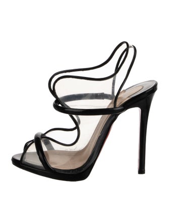 Christian Louboutin PVC Leather Trim Embellishment Slingback Sandals