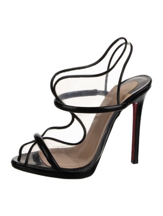 Christian Louboutin PVC Leather Trim Embellishment Slingback Sandals
