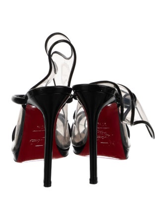 Christian Louboutin PVC Leather Trim Embellishment Slingback Sandals