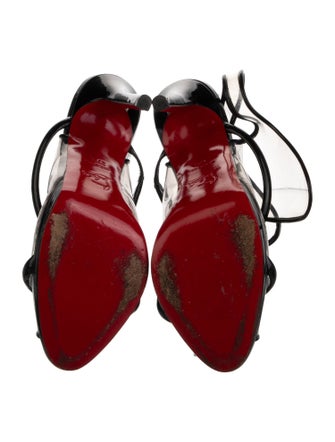 Christian Louboutin PVC Leather Trim Embellishment Slingback Sandals