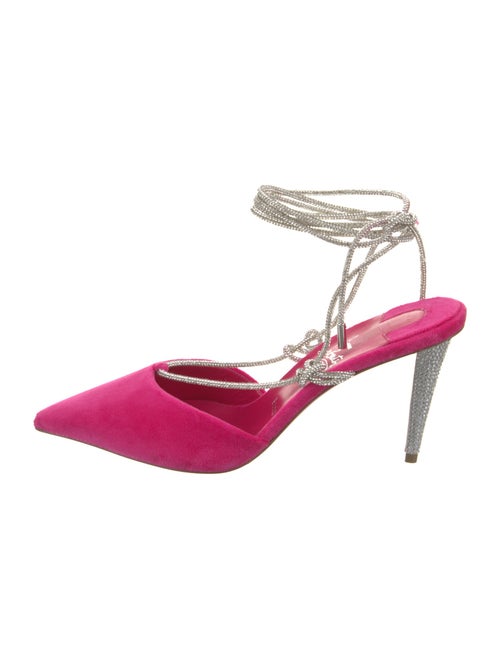 Christian Louboutin Velvet Crystal Embellishments Slingback Pumps