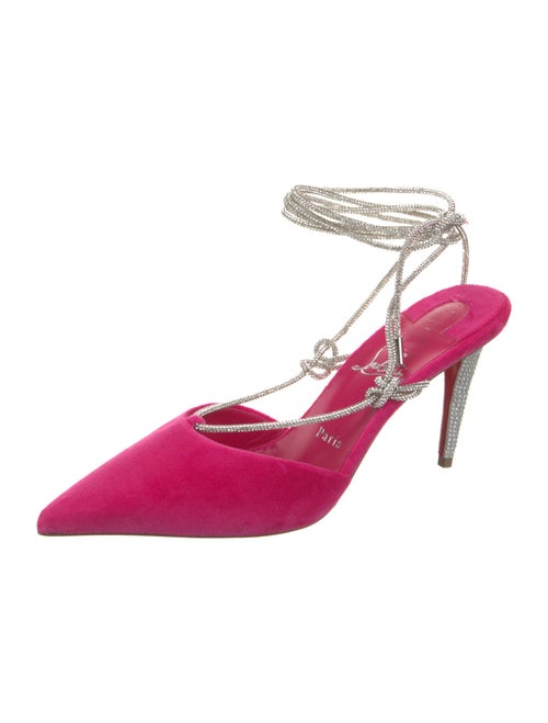 Christian Louboutin Velvet Crystal Embellishments Slingback Pumps