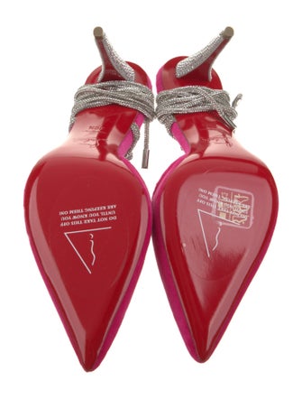 Christian Louboutin Velvet Crystal Embellishments Slingback Pumps