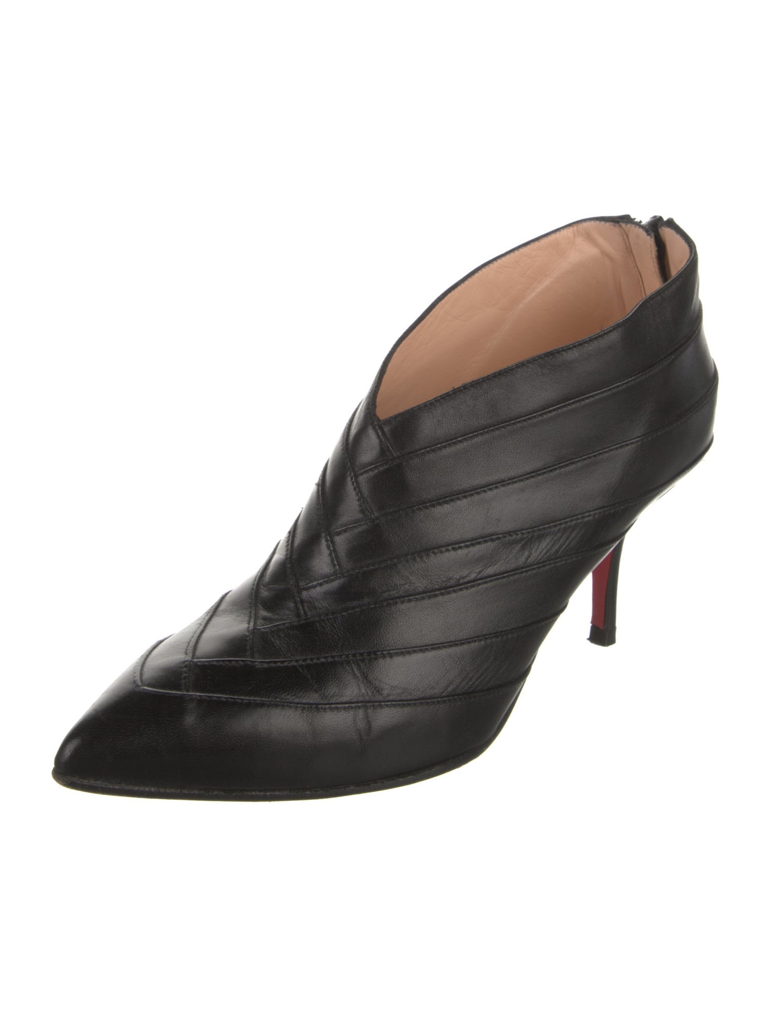Christian Louboutin Leather Pleated Accents Mules