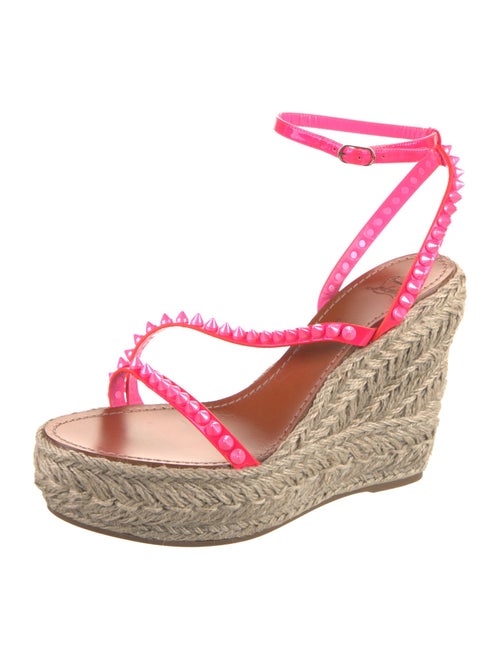 Christian Louboutin Patent Leather Studded Accents Espadrilles