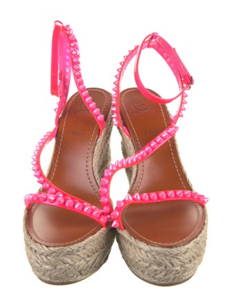 Christian Louboutin Patent Leather Studded Accents Espadrilles