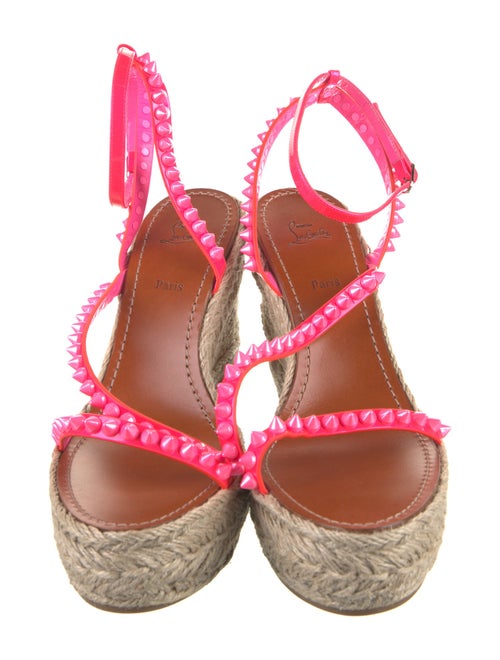 Christian Louboutin Patent Leather Studded Accents Espadrilles