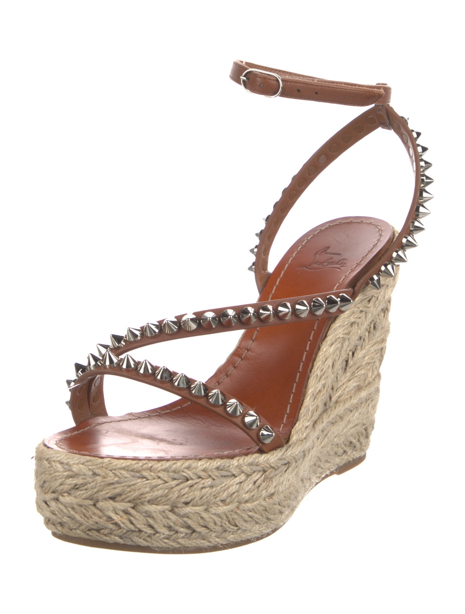 Christian Louboutin Leather Studded Accents Espadrilles