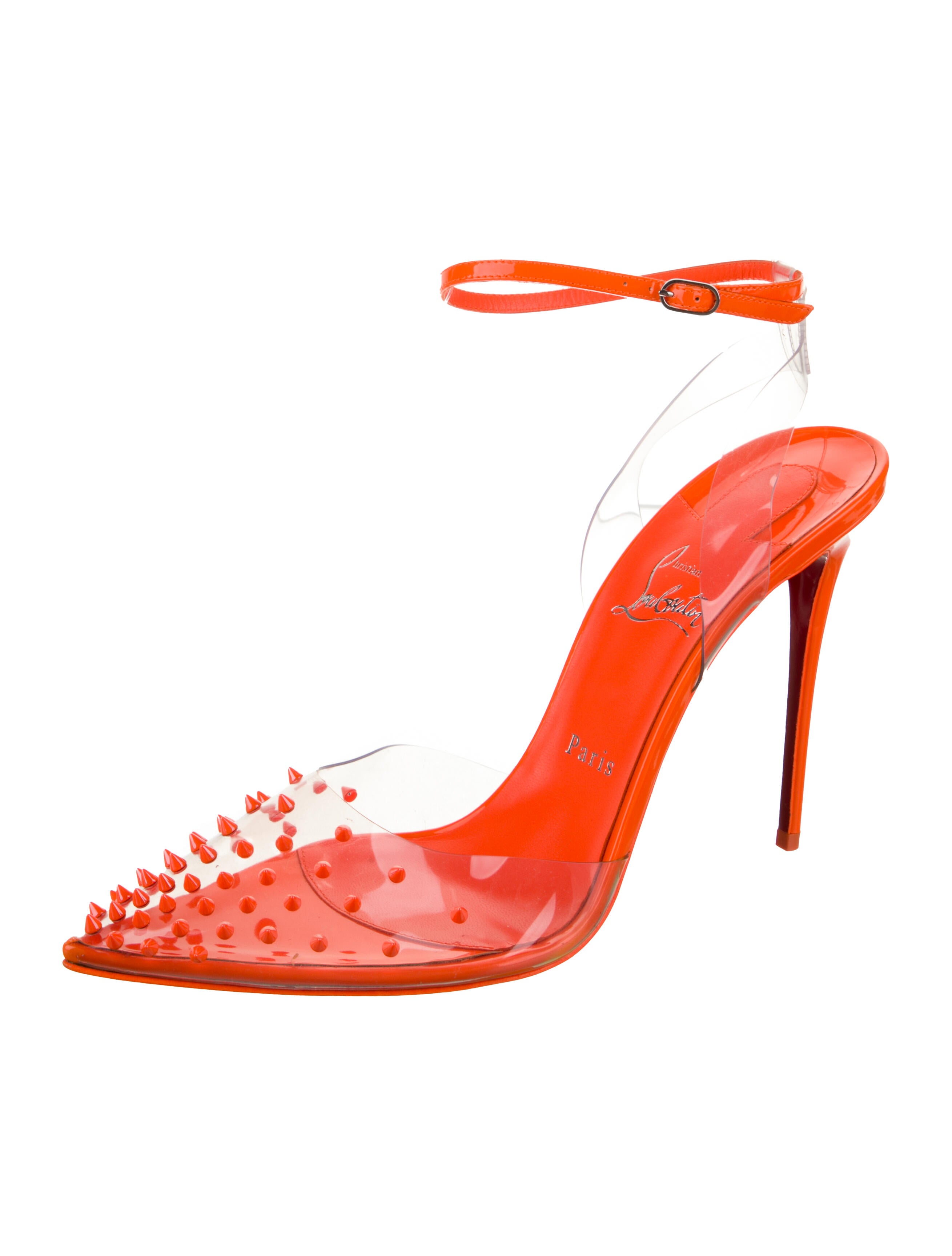 Christian Louboutin Patent Leather Studded Accents Slingback Pumps