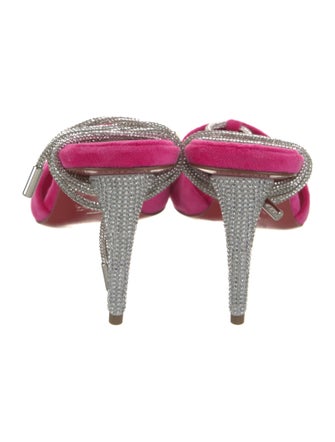 Christian Louboutin Suede Crystal Embellishments Slingback Pumps