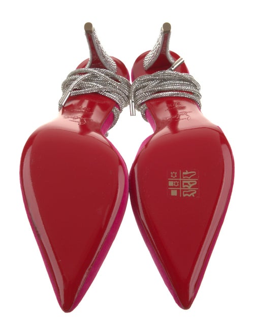 Christian Louboutin Suede Crystal Embellishments Slingback Pumps