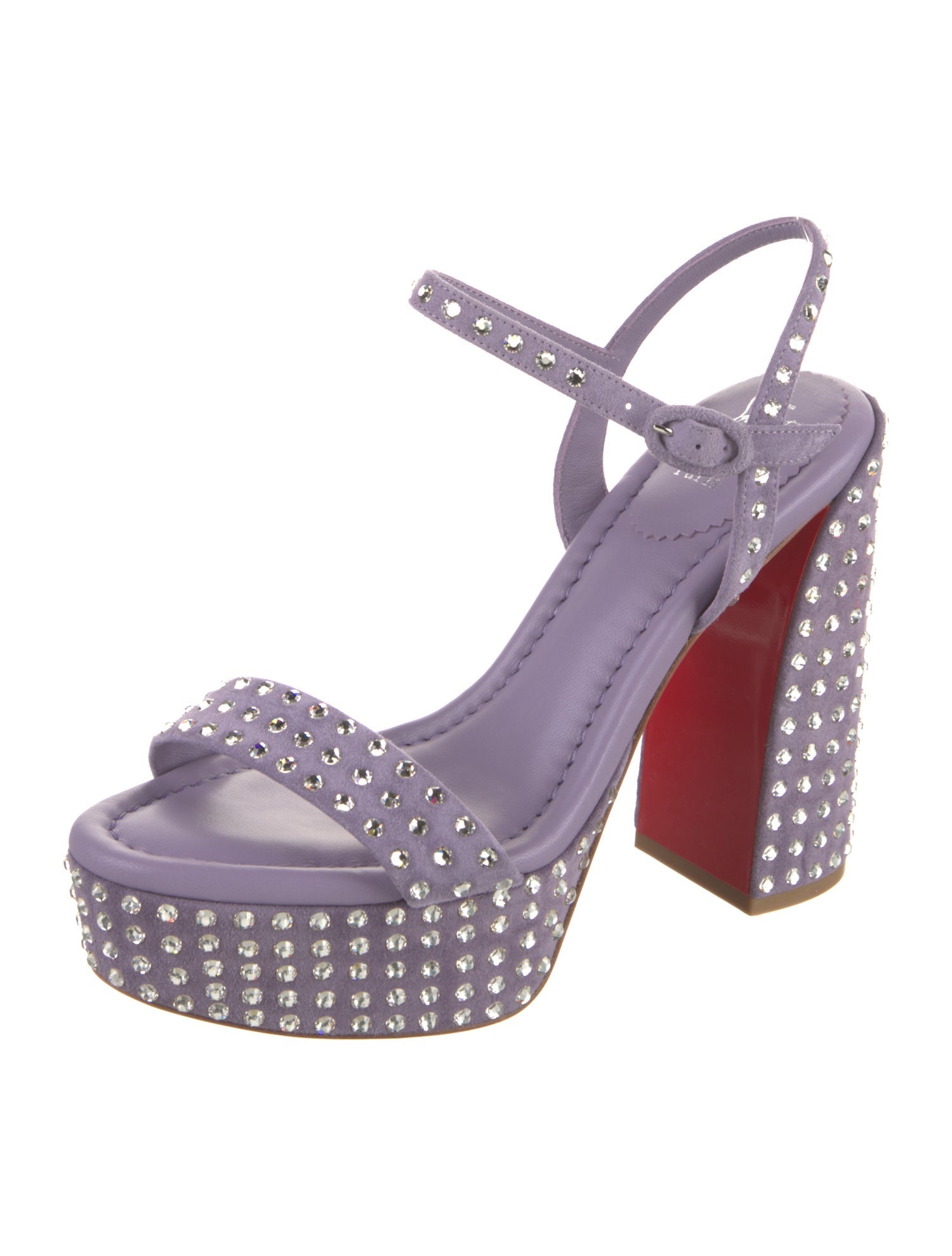 Christian Louboutin Suede Crystal Embellishments Slingback Sandals