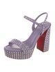 Christian Louboutin Suede Crystal Embellishments Slingback Sandals