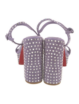 Christian Louboutin Suede Crystal Embellishments Slingback Sandals