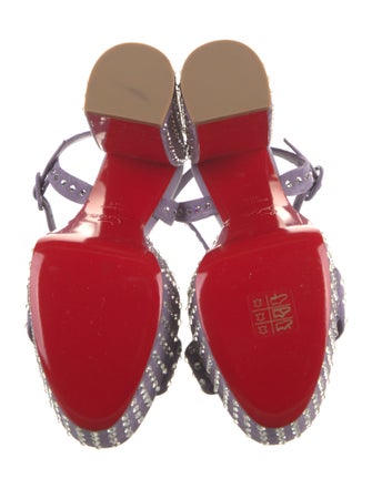 Christian Louboutin Suede Crystal Embellishments Slingback Sandals