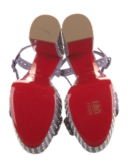 Christian Louboutin Suede Crystal Embellishments Slingback Sandals