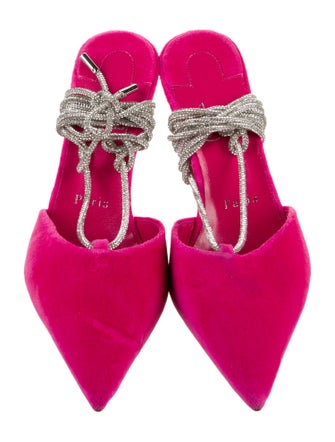 Christian Louboutin Velvet Crystal Embellishments Slingback Pumps