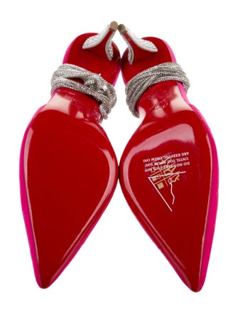 Christian Louboutin Velvet Crystal Embellishments Slingback Pumps