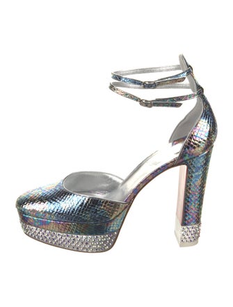 Christian Louboutin Embossed Leather Animal Print D'Orsay Pumps