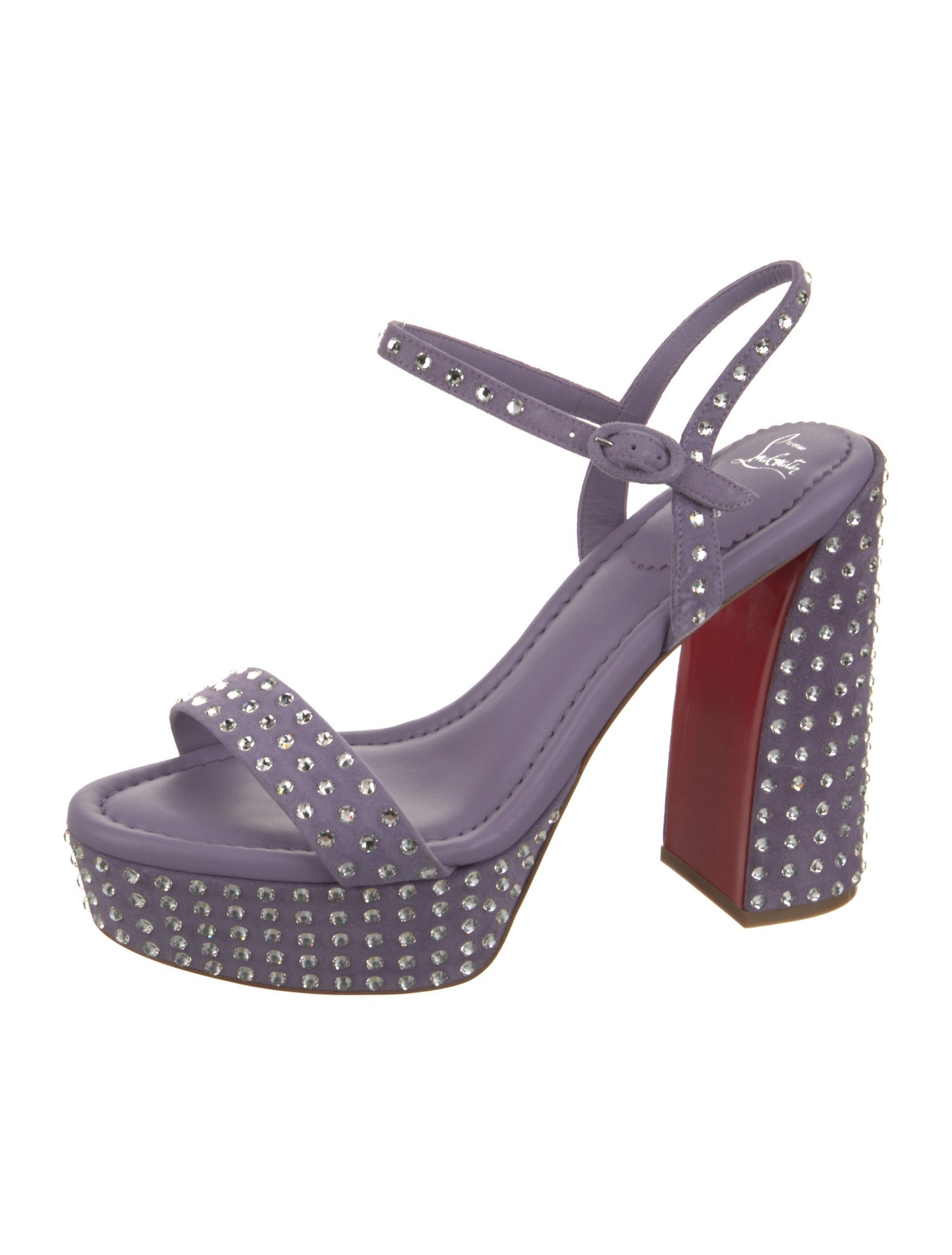 Christian Louboutin Leather Crystal Embellishments Slingback Sandals