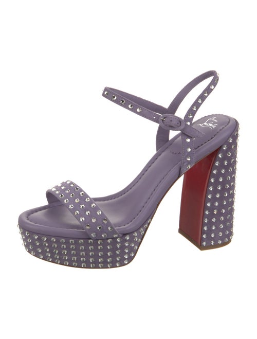 Christian Louboutin Leather Crystal Embellishments Slingback Sandals