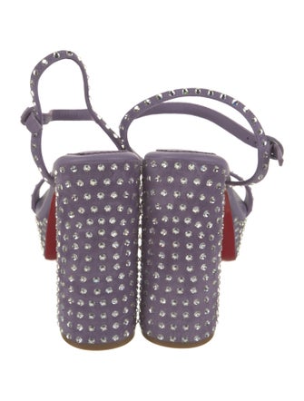 Christian Louboutin Leather Crystal Embellishments Slingback Sandals