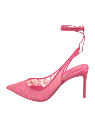 Christian Louboutin Lace Lace Pattern Slingback Pumps