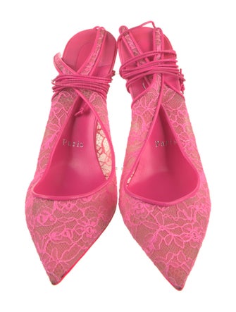 Christian Louboutin Lace Lace Pattern Slingback Pumps