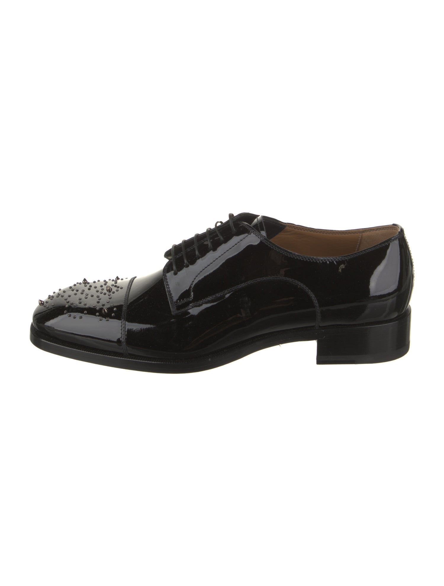 Christian Louboutin Patent Leather Studded Accents Derby Shoes