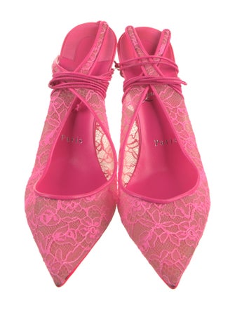 Christian Louboutin Lace Lace Pattern Slingback Pumps