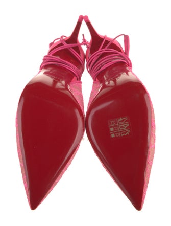 Christian Louboutin Lace Lace Pattern Slingback Pumps