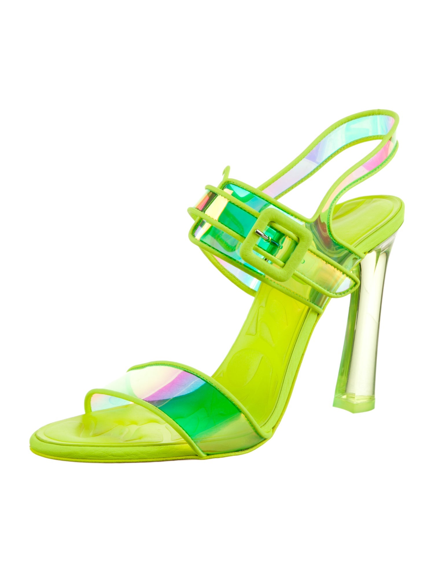 Christian Louboutin PVC Leather Trim Embellishment Slingback Sandals