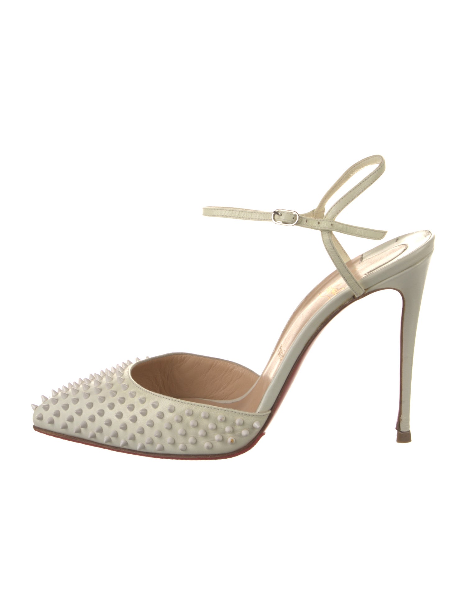 Christian Louboutin Spike Accents Leather Slingback Pumps