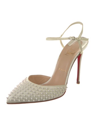 Christian Louboutin Spike Accents Leather Slingback Pumps