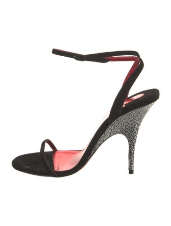 Christian Louboutin Suede Crystal Embellishments Slingback Sandals