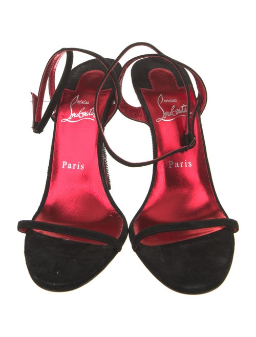 Christian Louboutin Suede Crystal Embellishments Slingback Sandals