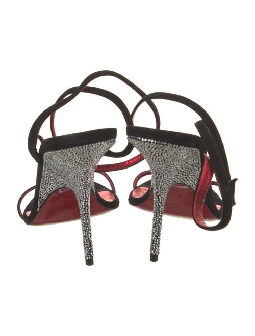 Christian Louboutin Suede Crystal Embellishments Slingback Sandals