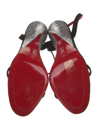Christian Louboutin Suede Crystal Embellishments Slingback Sandals
